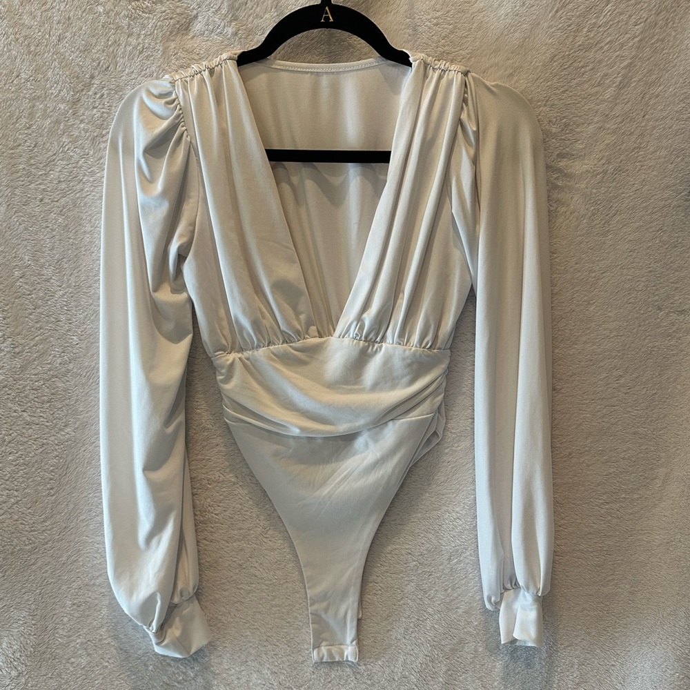 White Plunge Bodysuit